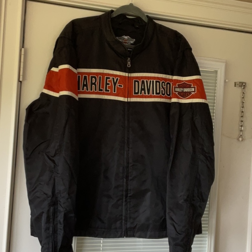 Harley-Davidson Black and Orange Bomber Jacket - Picture 2 of 11